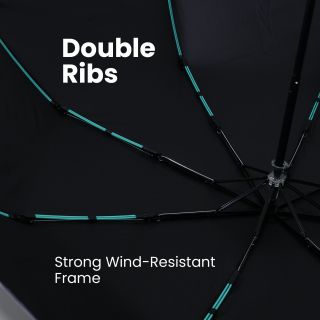 21" DUO Double Ribs 8 Panel Coated Foldable Umbrella 05